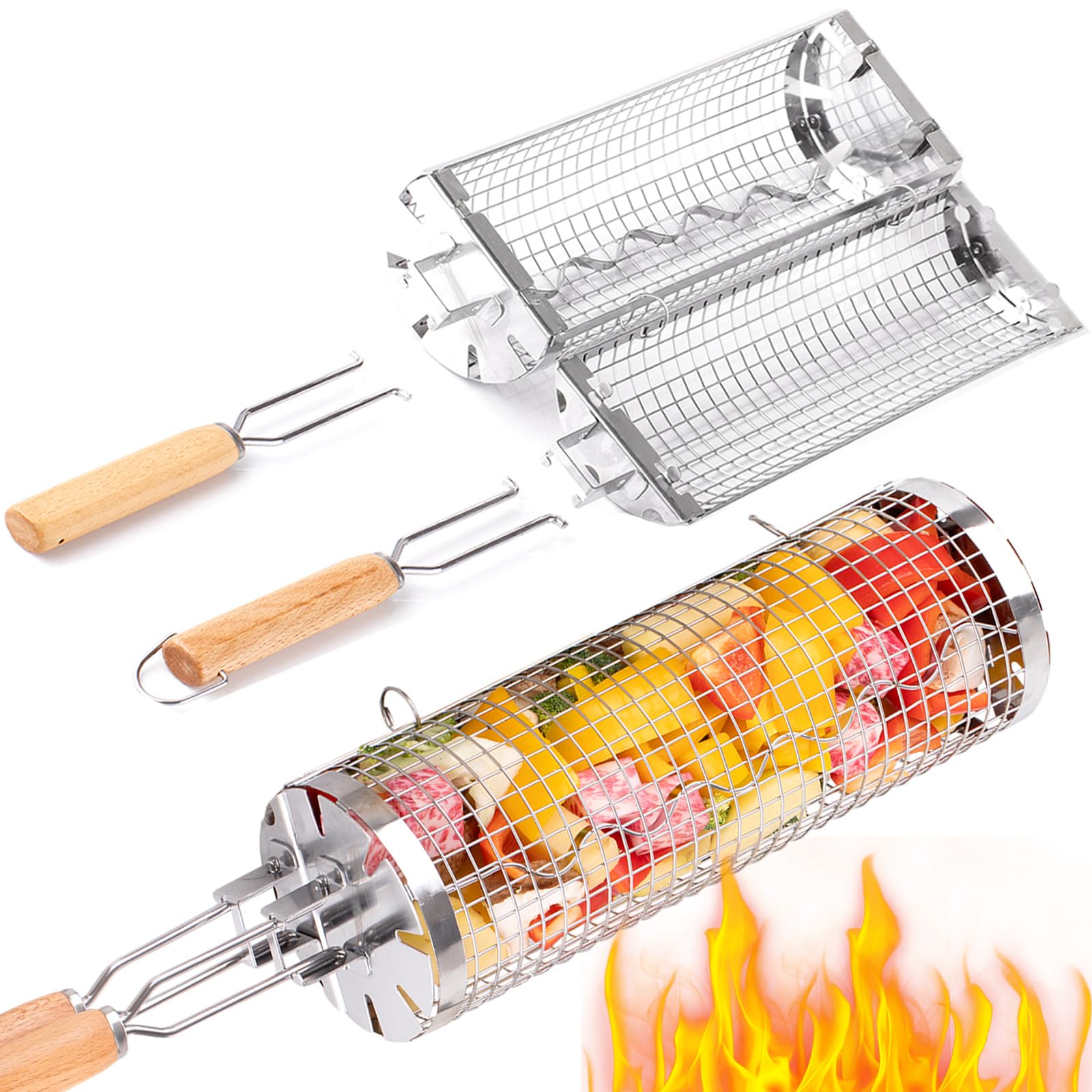 BUYYES Rolling Grill Basket BB - Camping Cooking Basket recensione e prezzo