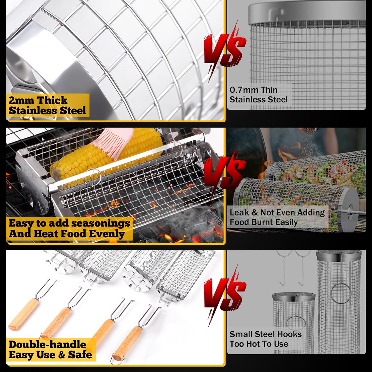 BUYYES Rolling Grill Basket BB - Camping Cooking Basket recensione e prezzo